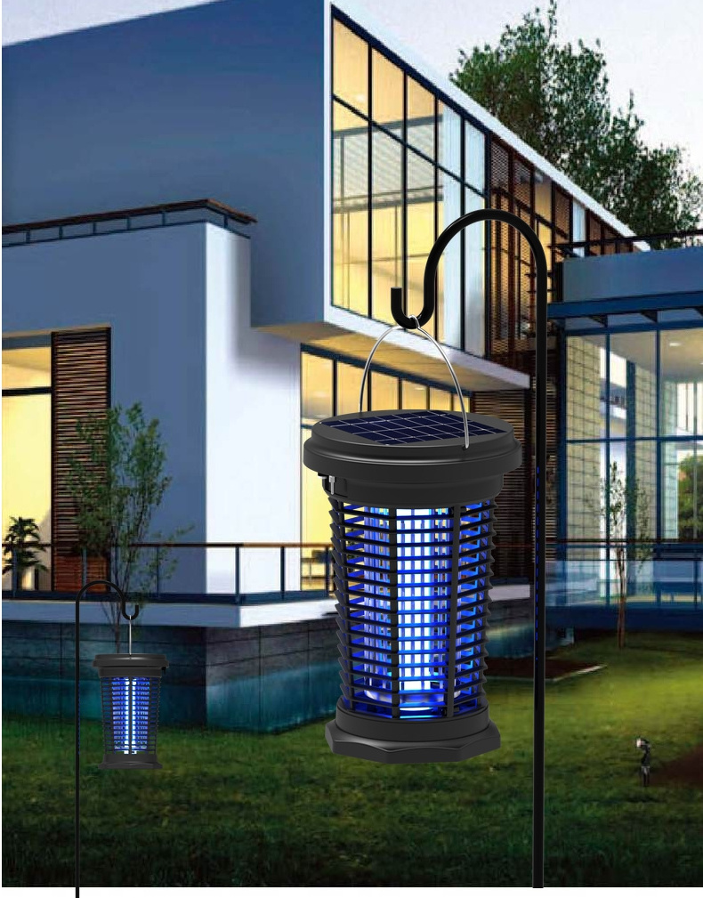 Outdoor Waterproof  Solar Powered Bugzapper UV  LED  Lantern mosquitokiller lamp Solar Mosquito Bug Zapper