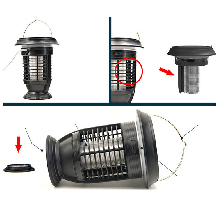 Solar powered lentern USB rechargeable Bug Zapper UV Pest Control Killer  mosquito killer Solar Lamp