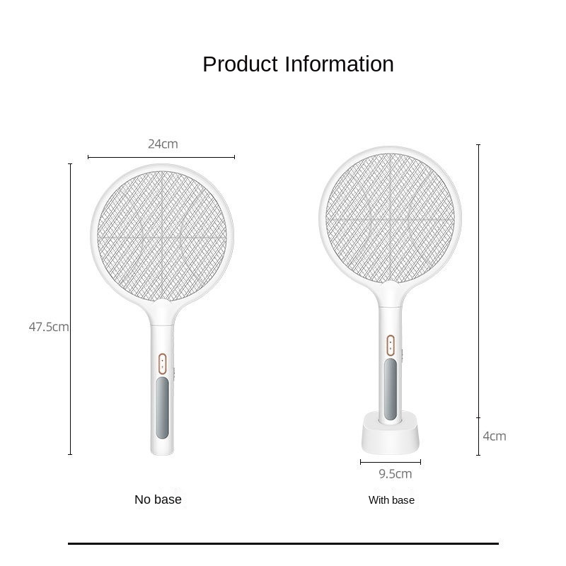 Electric Fly Swatter Led Light Rechargeable Fly Mosquito Racket Killer Lamp