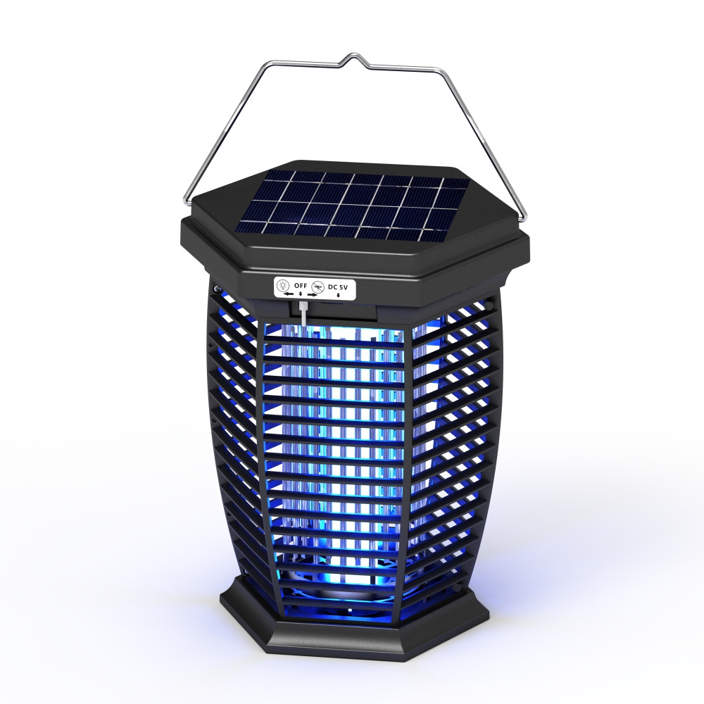 Solar Bug Zapper Bug Zapper Outdoor Indoor, 3-in-1 Mosquito Zapper with Night Light, Cordless Electric Mosquito Trap