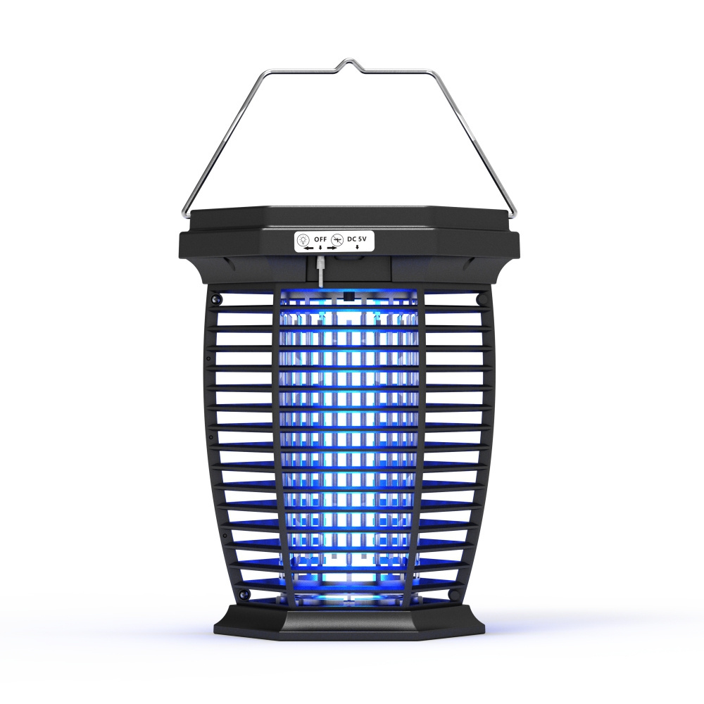 Solar Bug Zapper Bug Zapper Outdoor Indoor, 3-in-1 Mosquito Zapper with Night Light, Cordless Electric Mosquito Trap