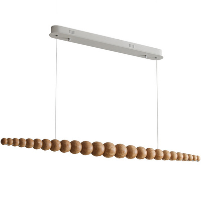 Pendant Light  Wood Linear Dinning Room Light Wood Beaded Chandelier Wood Beaded Boho Chandelier Light Fixture