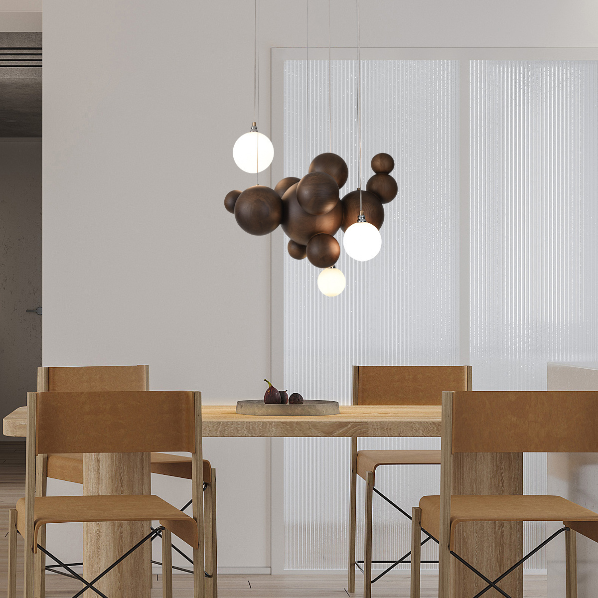 Pendant Light LED Modern Chandelier, Wood Hanging Light Fixture with 3 E26 LED Blubs Pendant Lights Kitchen Island Ceiling