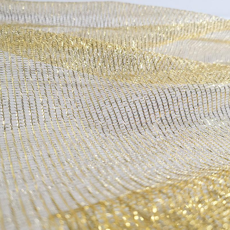 metallic gold mesh for wedding decoration and gift wrapping Christmas metallic mesh sparkle party fabric