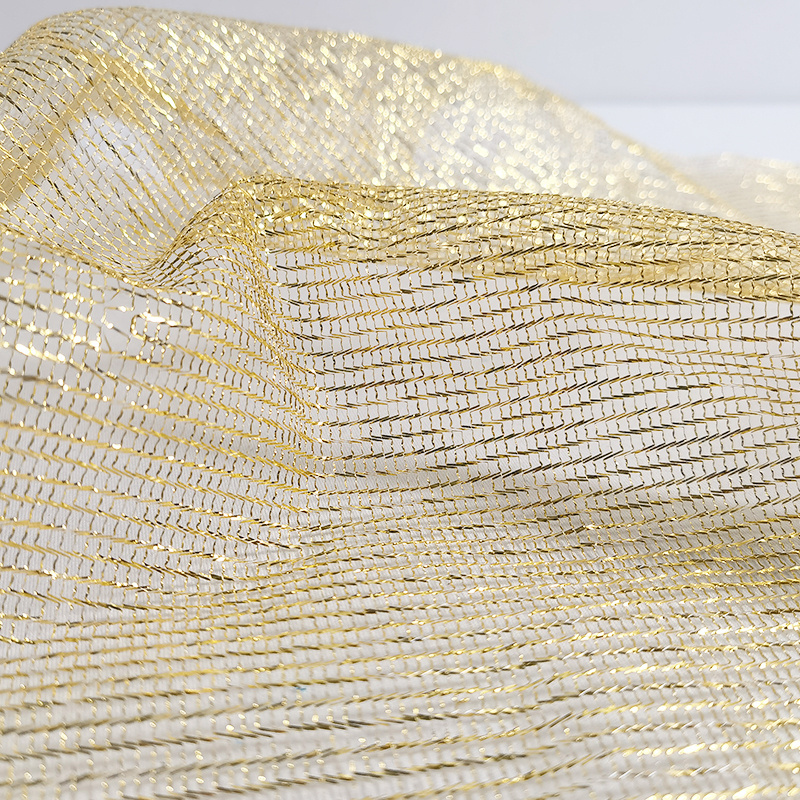 metallic gold mesh for wedding decoration and gift wrapping Christmas metallic mesh sparkle party fabric