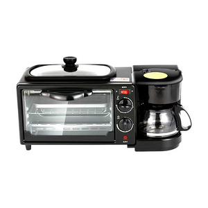 Bread Maker Electric Oven 3 In 1 Home Breakfast Machine With Drip Coffee Maker Oven Frying Pan