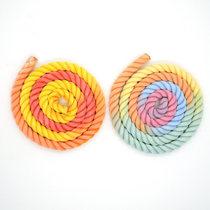 Durable 12mm Dyed Three Strand Natural Cotton Rope Braided Cord Gradient Color Twisted Rope Customized Pet dog leash