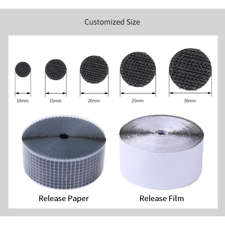 Customized Velcroes Shade Round Self Adhesive Hook And Loop   Dots/Strap/ Coin/ Square Heavy Duty Back Glue