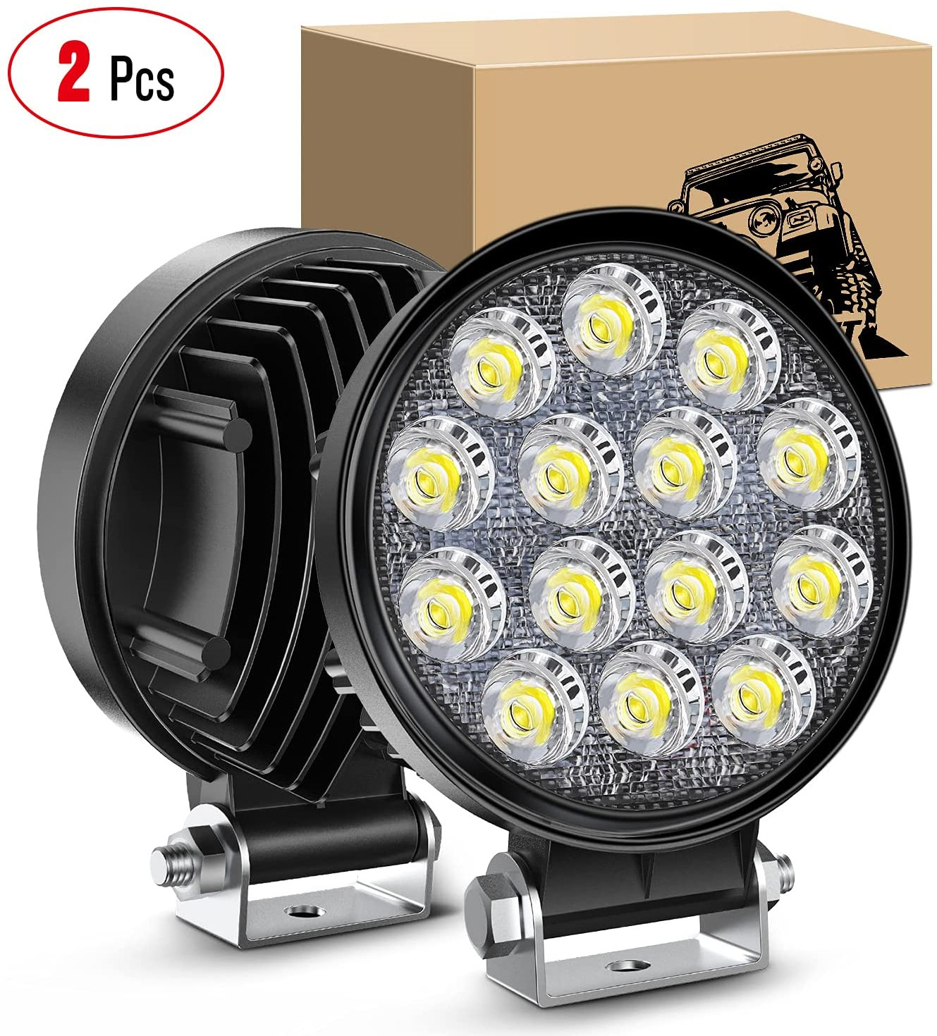 High Bright 4200LM 4.5Inch Round 14pcs trailer vehicle LED Work Light 42W Car Offroad Driving Light for Truck