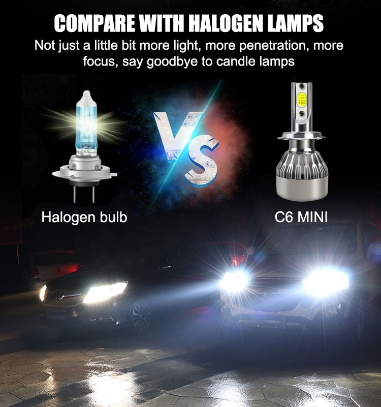 Best Price High Quality C6MINI Led Headlight 30w 12000lm 6000k H1 H3 H4 H7 H11 9005 9006 9012 Led For Car