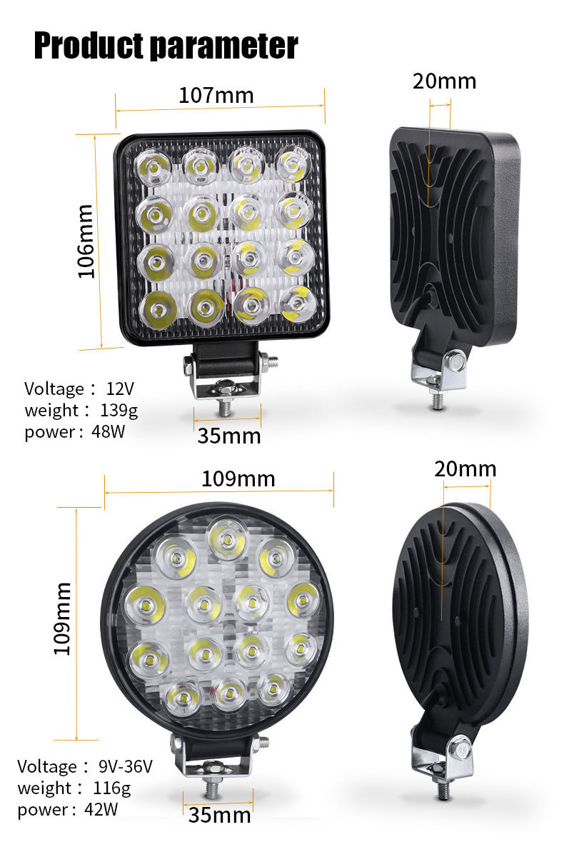 High Power 8000LM Truck 4WD Offroad Spotlight 4x4 inch Car Led Work Light 24V 12V Round Led Driving Light