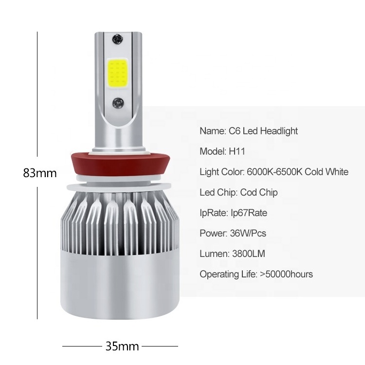 auto led light c6 h11 h4 h7 headlight 36w c6 led headlight car led lights