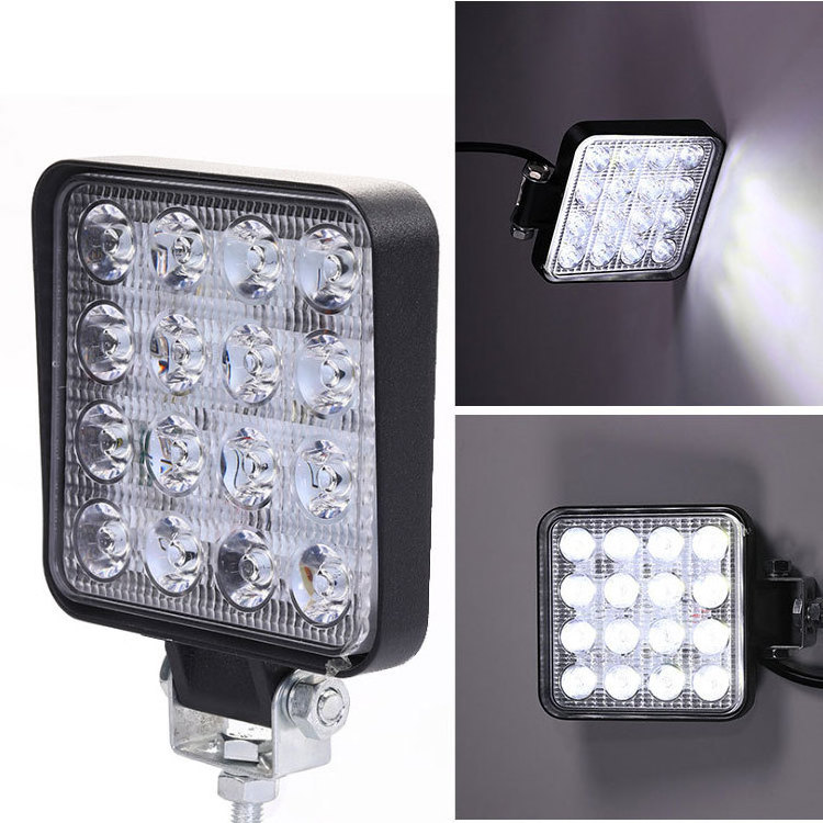 12V 24V 48w super bright square emergency truck offroad car side mount small led work light