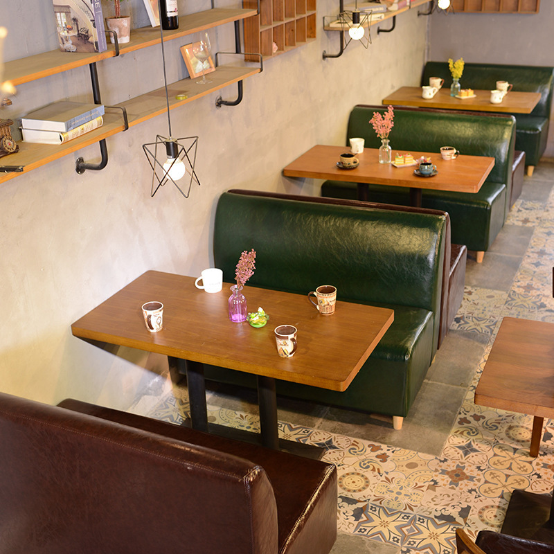 Retro style bar Western food cafe restaurant dining table and chair ...