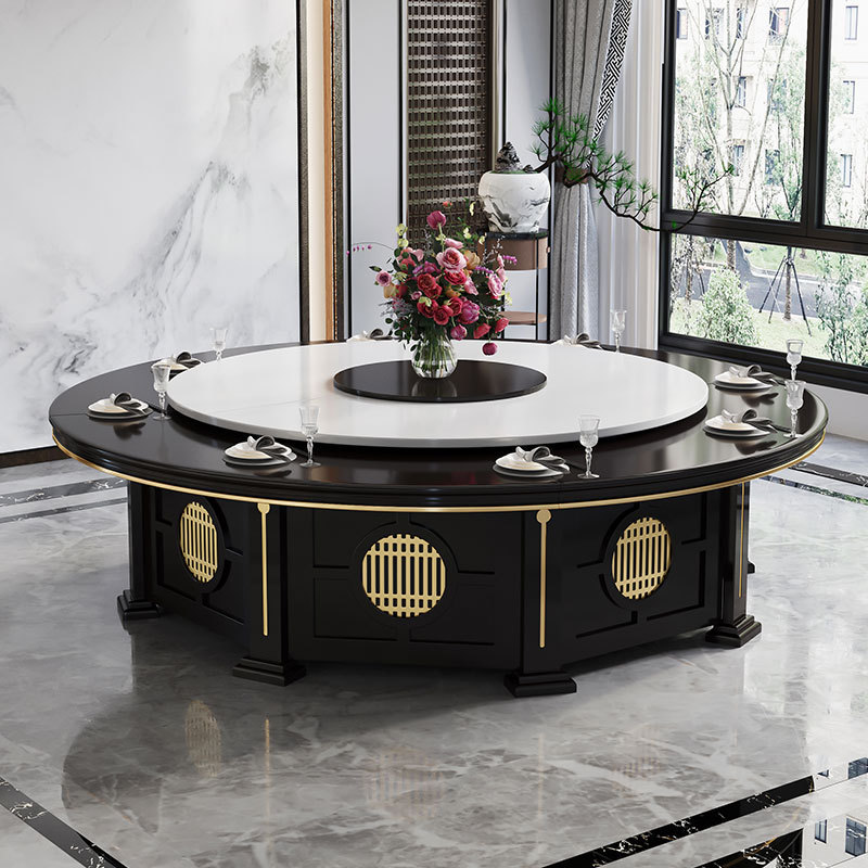 Hotel Electric Round Dining Table Large Round Table Rock Plate with Turntable