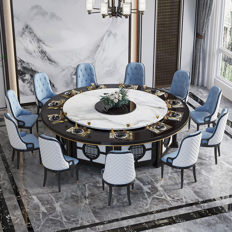 Hotel Electric Round Dining Table Large Round Table Rock Plate with Turntable