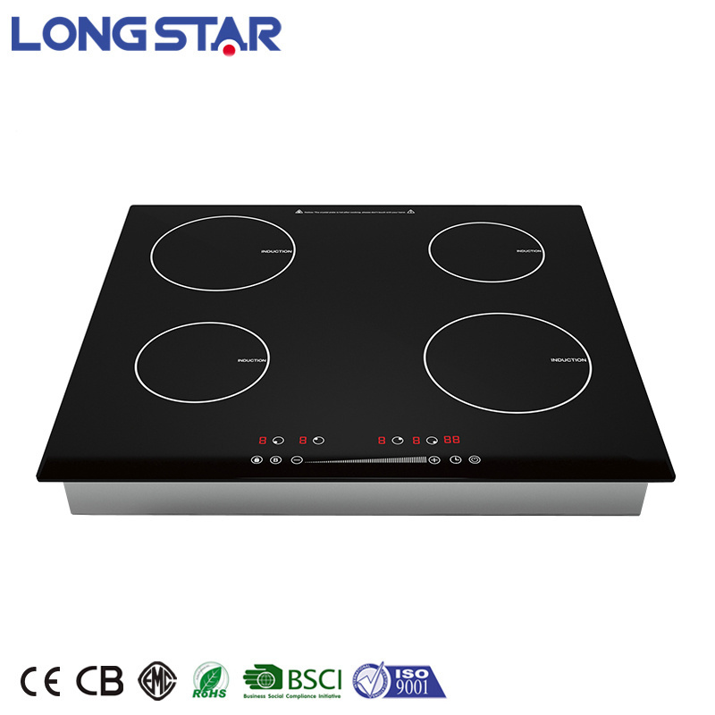 Built-in 4 Burner 6000w Induction Stove Combo Radiant Digital Display Induction Cooker