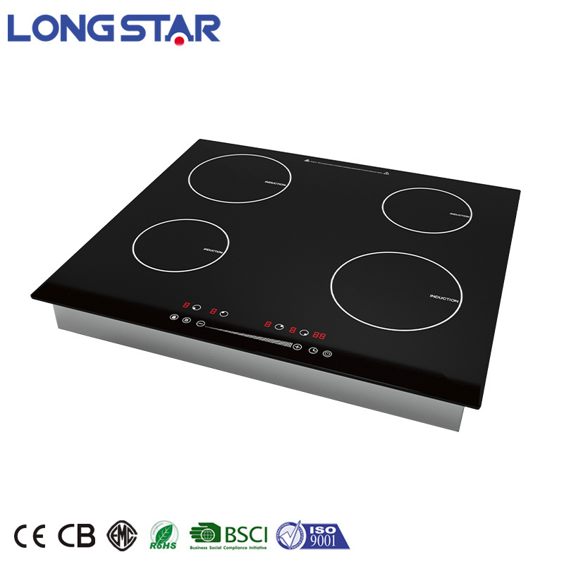 Built-in 4 Burner 6000w Induction Stove Combo Radiant Digital Display Induction Cooker