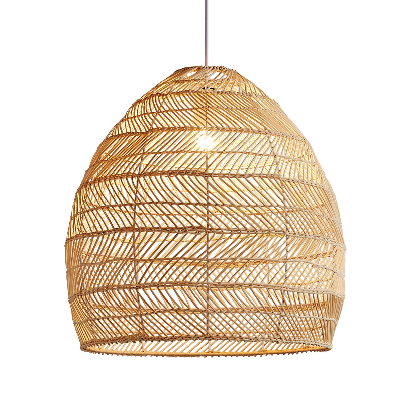 Chic Uniquely Shaped Handmade Woven Rattan Bamboo Pendant Light Fixture