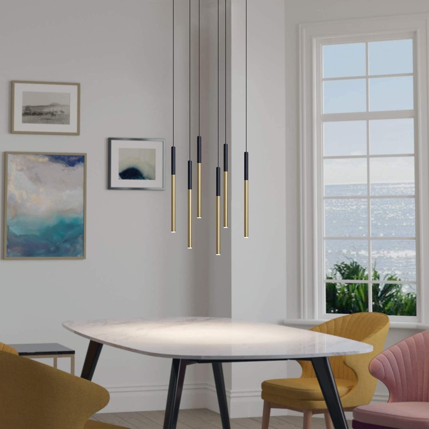 Minimal Design Sleek Mini Pendant Lighting Kitchen Island Bar Foyer Bedroom LED Cylinder Hanging Light Fixture