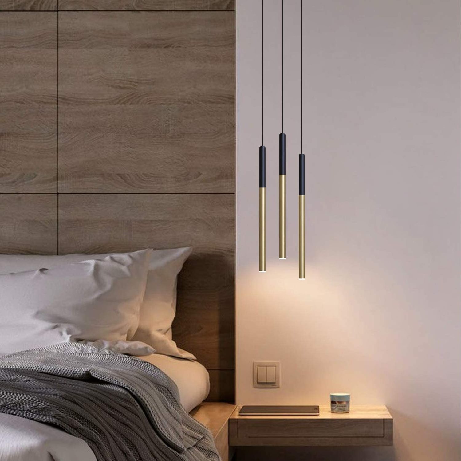 Minimal Design Sleek Mini Pendant Lighting Kitchen Island Bar Foyer Bedroom LED Cylinder Hanging Light Fixture