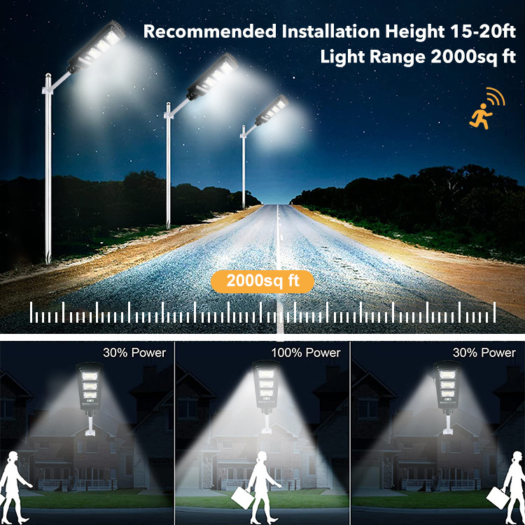 High Efficiency Outdoor Garden Street Lamp  ABS IP65 Waterproof 50w 100w 150w 200w 250w Smart  All In One Solar Street Light