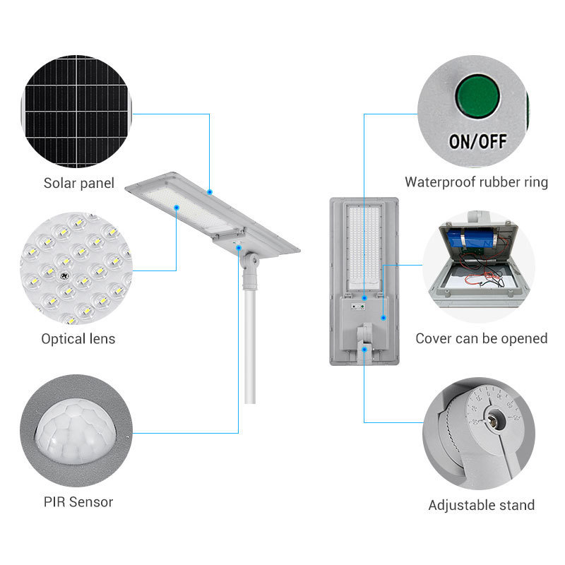 Wholesale Custom Energy Saving Outdoor Lighting Garden IP65 Waterproof 100W 180W 240W All In One Solar Led Street Lights