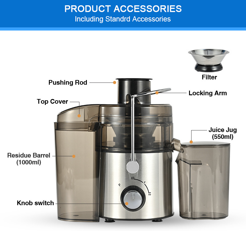 800w Stainless Steel Centrifugal Juicer Professionally Squeezes Orange Juice Apple Juice And Lemon Juice