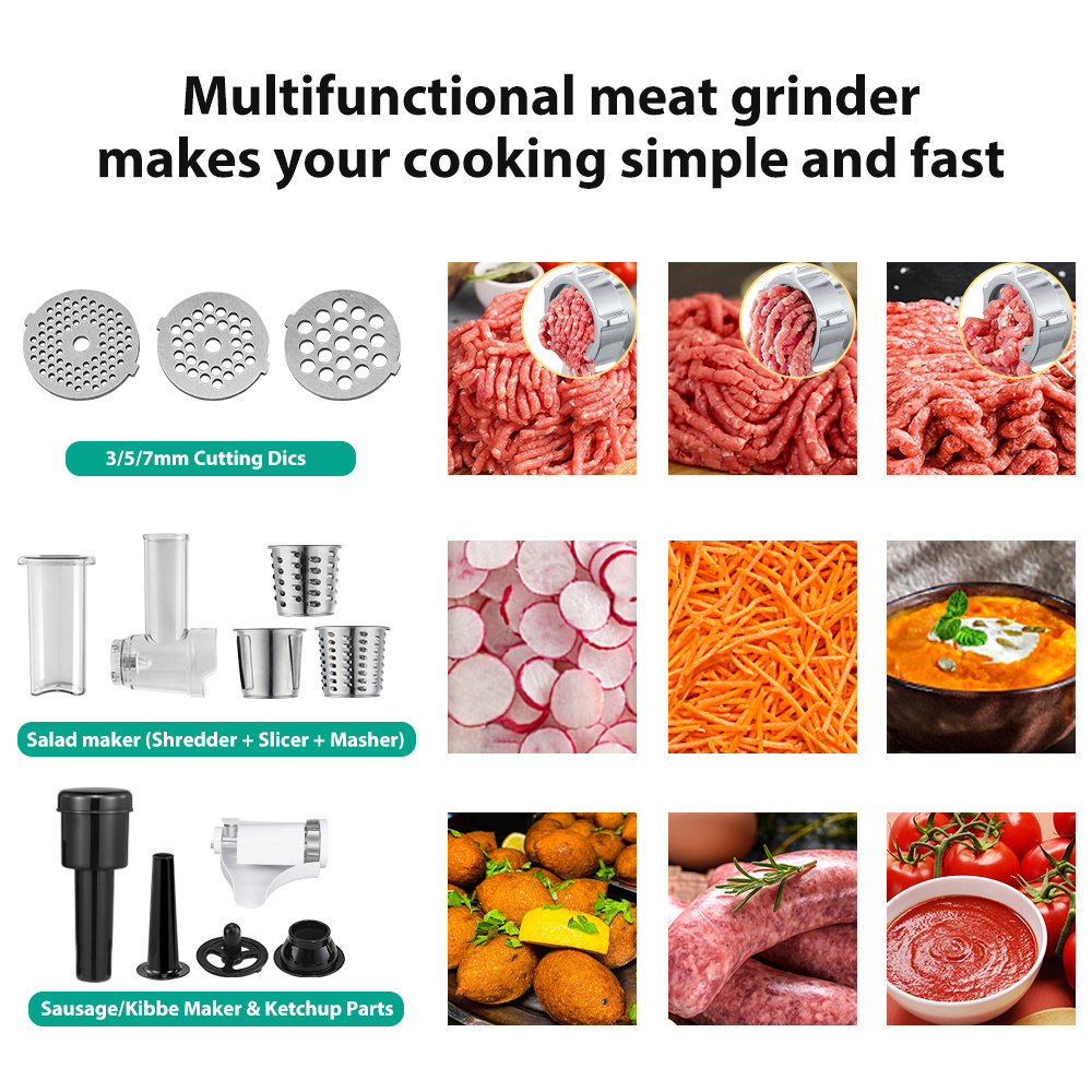 Kitchen Appliances Aluminum Tube  3 Cutting Blade Enema Accessories Electric Meat Grinder