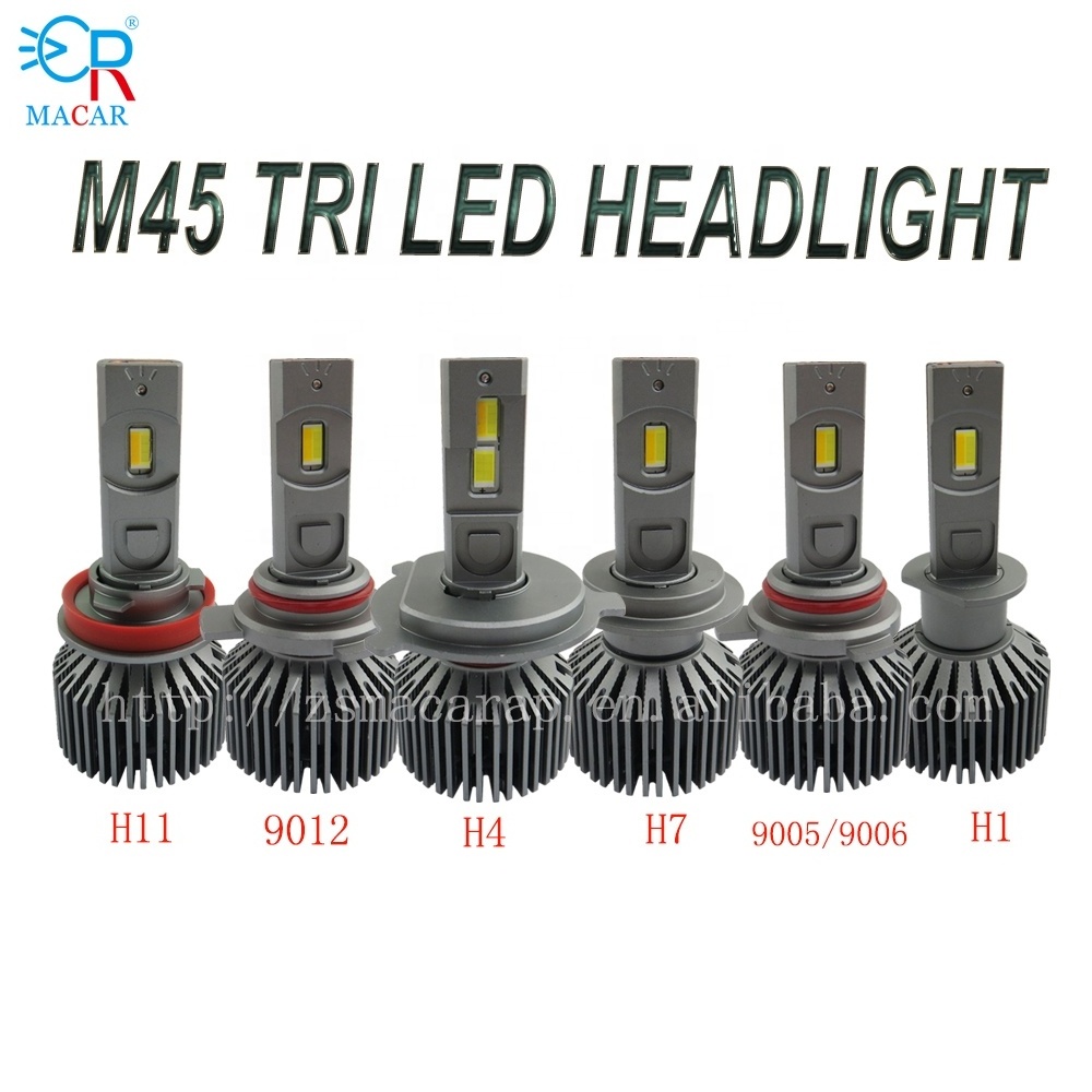 MACAR NEW Upgraded Car led headlamp 3570 3000K 3 Color 9007 Bulb 12000Lm 24V Work Light 2023 Car 360 H4 Led CANBUS Headlight