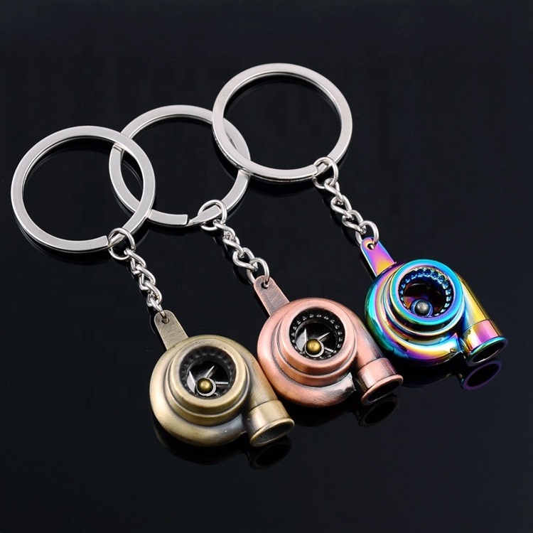 Customized LOGO Creative Gift Metal Turbocharger Gear Wheel Brake Disc Shock Absorber Auto Parts Keychain