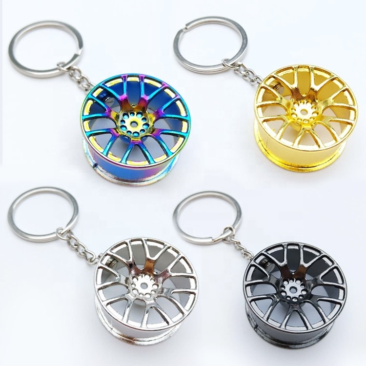 Customized LOGO Creative Gift Metal Turbocharger Gear Wheel Brake Disc Shock Absorber Auto Parts Keychain