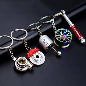 Custom LOGO Car Accessories 3D Turbo Shock Absorber Gear Brake Disc Wheel hub metal Keychain