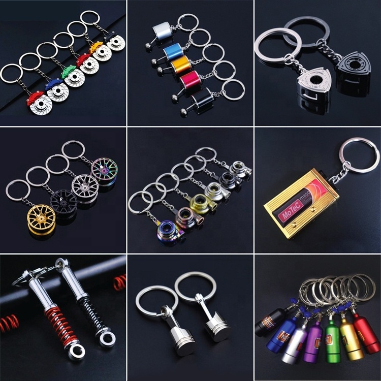 Custom LOGO Car Accessories 3D Turbo Shock Absorber Gear Brake Disc Wheel hub metal Keychain