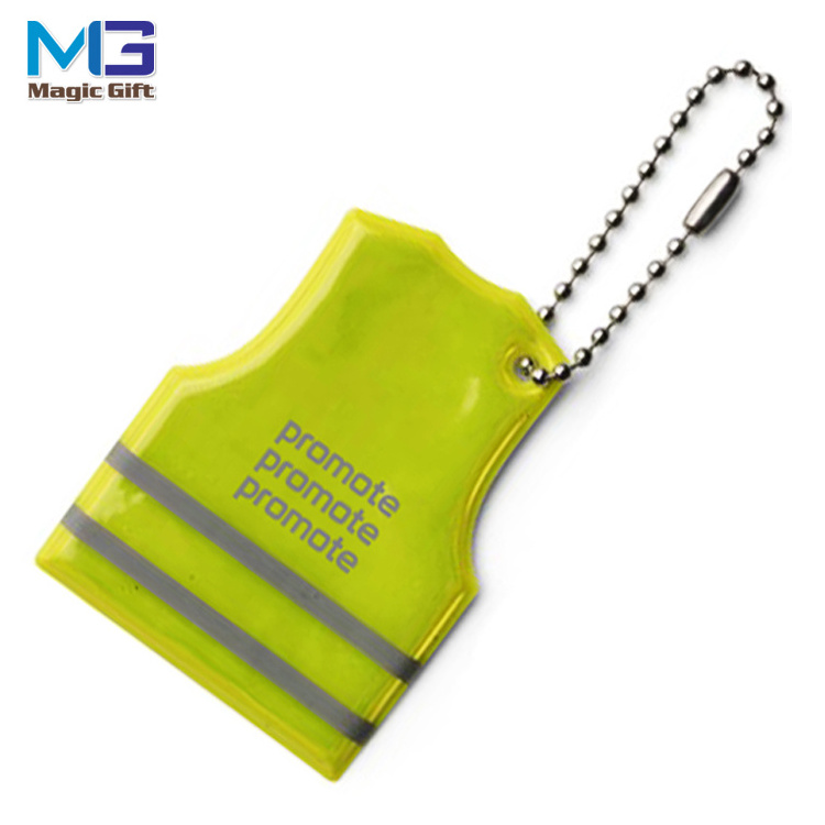 Factory supply high visible safety PVC  vest reflective keychain