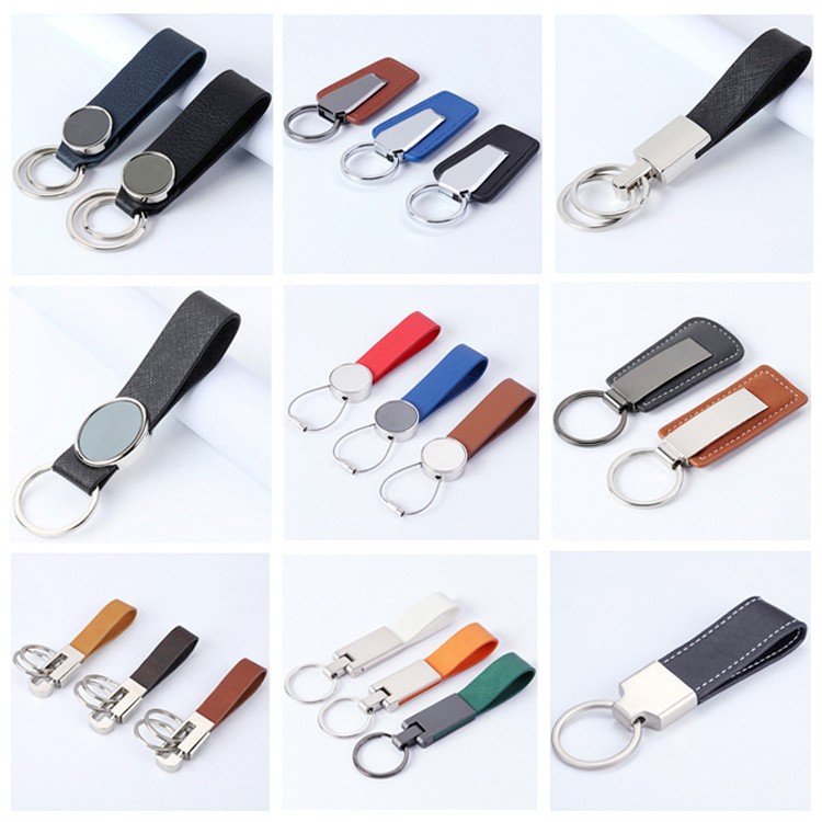 New Arrivals Promotional gifts High Quality PU Keyring Key chain Custom Logo Metal Leather Keychain