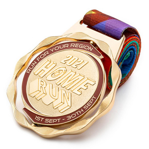 Wholesale gold zinc alloy sports medal with best quality fiesta trophy blank custom 3d metal marathon medal