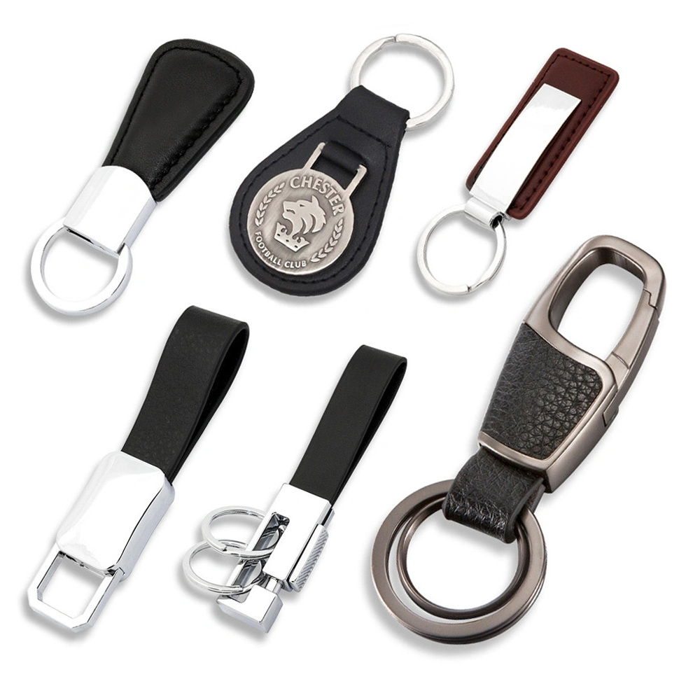 New Arrivals Promotional gifts High Quality PU Keyring Key chain Custom Logo Metal Leather Keychain