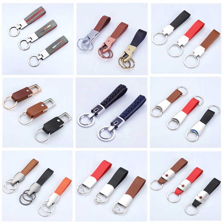 New Arrivals Promotional gifts High Quality PU Keyring Key chain Custom Logo Metal Leather Keychain