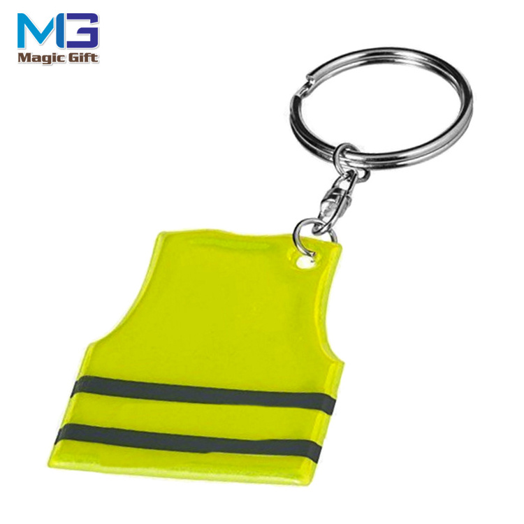 Factory supply high visible safety PVC  vest reflective keychain