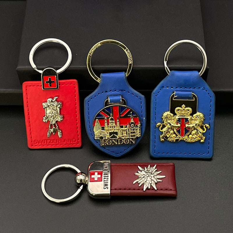 engraveable silk screen pu  car logo laser braided rope square pattern custom leather keychain