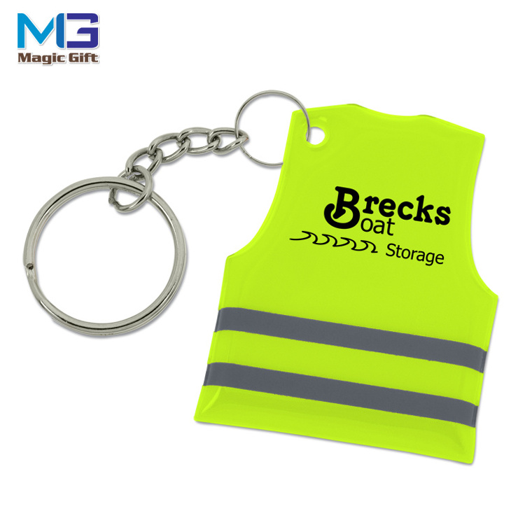 Factory supply high visible safety PVC  vest reflective keychain