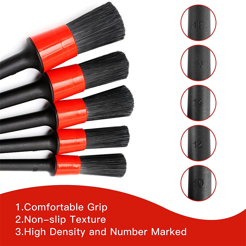 5Pcs Car Wheel Brush Set 17Inch Long Soft Bristle Tire Rim Brush And Car Detailing Brush Kit For Car Truck Bicycle Cleaning Tool