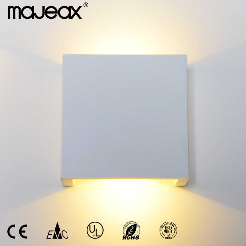 Majeax Flush Mount Wall Lamp Minimalist Concrete Interior Wall Sconce 6W Square Up And Down Cement Indoor Wall Lamp