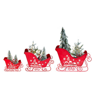 Christmas Sleigh With Lamp String Metal Sleigh Christmas Santa Sleigh Basket Table Top Christmas Home Decoration