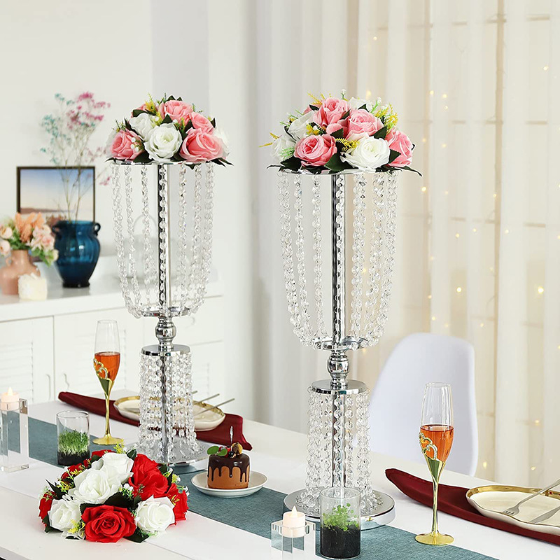 Acrylic Crystal Wedding Flower Candle Holder Centerpiece metal decorating candle holder for Wedding Table Flower Decoration