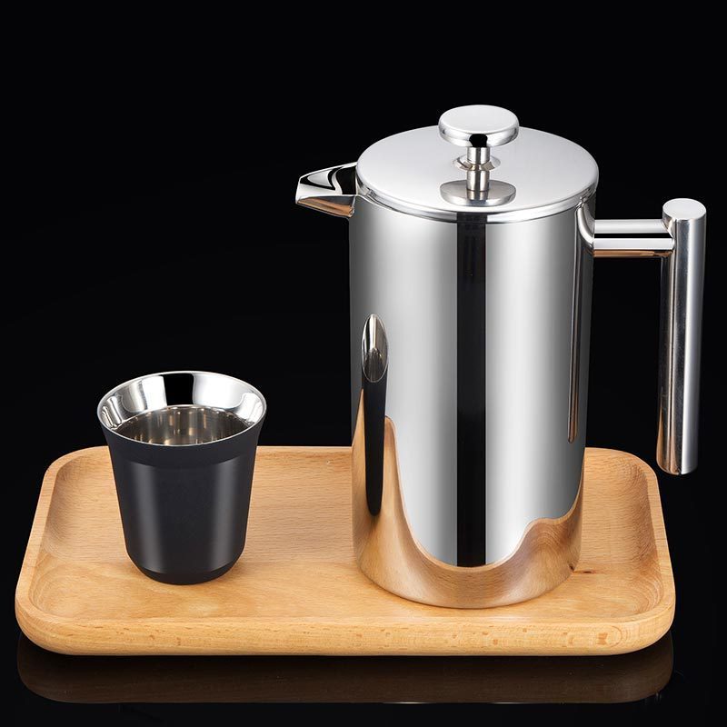 Portable 1000ml Double-Layer Insulated Brewing Pot Stainless Steel French Presss Style Transparent Glass 304 Tea Coffee Pot