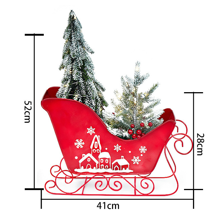 Christmas Sleigh With Lamp String Metal Sleigh Christmas Santa Sleigh Basket Table Top Christmas Home Decoration