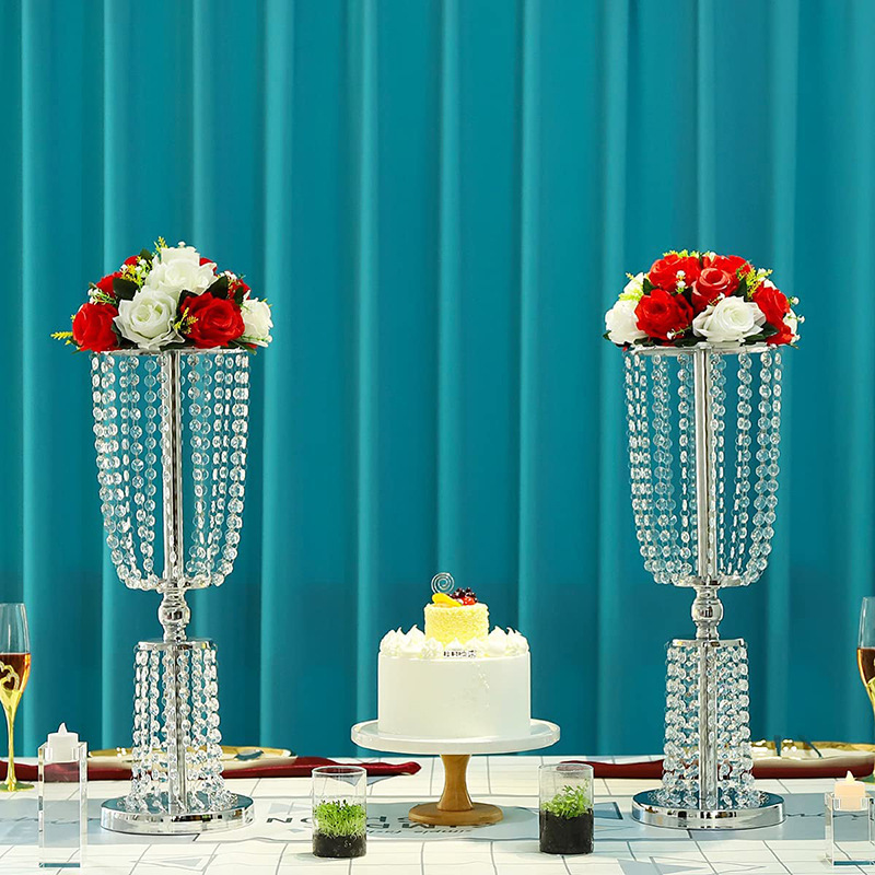 Acrylic Crystal Wedding Flower Candle Holder Centerpiece metal decorating candle holder for Wedding Table Flower Decoration