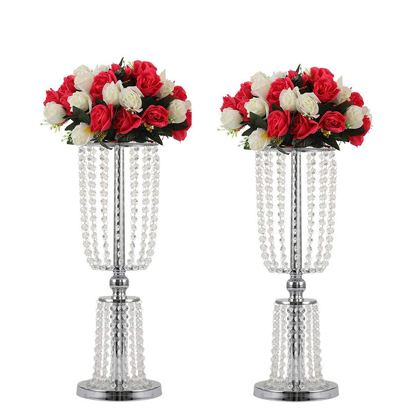 Acrylic Crystal Wedding Flower Candle Holder Centerpiece metal decorating candle holder for Wedding Table Flower Decoration